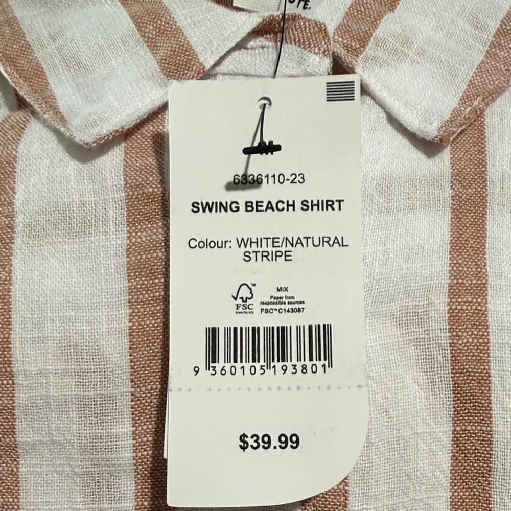 Cotton On Women’s White and Brown Striped Swim Coverup - Picture 2 of 7